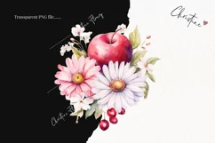 Watercolor Flowers & Apples PNG | Spring PNG Product Image 2