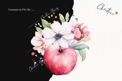Watercolor Flowers & Apples PNG | Spring PNG Product Image 2