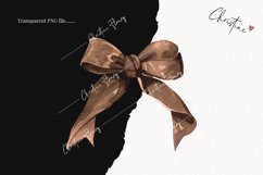 Watercolor Brown Coquette Bows | Football PNG Product Image 2