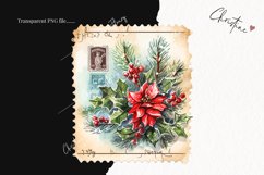 Watercolor Christmas Flower Postage Stamps | Christmas PNG Product Image 2