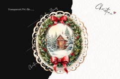Watercolor Christmas Wreath Postage Stamps | Christmas PNG Product Image 2