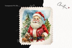 Watercolor Christmas Santa Postage Stamps | Christmas PNG Product Image 2