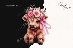 Watercolor Highland Cow Cowgirl PNG | Highland Cow PNG Product Image 2