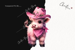 Watercolor Highland Cow Cowgirl PNG | Highland Cow PNG Product Image 2