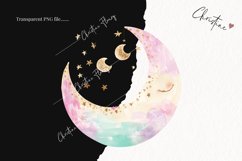 Watercolor Pastel Moon Clipart | Celestial PNG Product Image 2