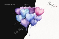 Watercolor Purple Heart Balloons PNG | Birthday PNG Product Image 2