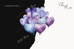 Watercolor Purple Heart Balloons PNG | Birthday PNG Product Image 2