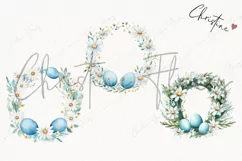 Watercolor Blue Easter Wreaths PNG | Spring PNG Product Image 3