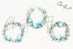Watercolor Blue Easter Wreaths PNG | Spring PNG Product Image 3