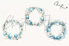Watercolor Blue Easter Wreaths PNG | Spring PNG Product Image 3