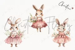 Watercolor Pink Bunny Girls PNG | Easter PNG Product Image 3