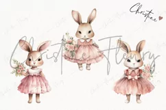 Watercolor Pink Bunny Girls PNG | Easter PNG Product Image 3