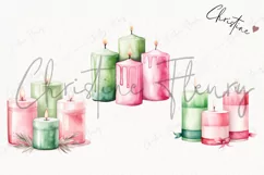 Pastel Watercolor Candles Clipart | Christmas Clipart Product Image 3