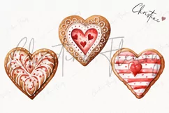 Watercolor Heart Cookies Clipart | Valentines Clipart Product Image 3