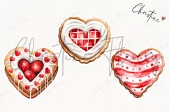 Watercolor Heart Cookies Clipart | Valentines Clipart Product Image 3