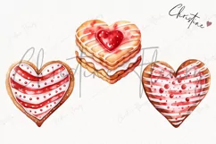 Watercolor Heart Cookies Clipart | Valentines Clipart Product Image 3