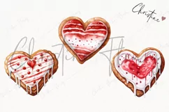 Watercolor Heart Cookies Clipart | Valentines Clipart Product Image 3
