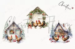 Vintage Festive Chickens Clipart | Christmas Clipart Product Image 3