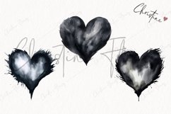 Watercolor Black Heart PNG | Valentine's Day Clipart Product Image 3