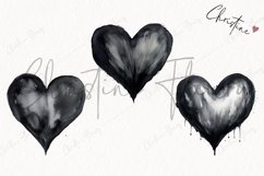 Watercolor Black Heart PNG | Valentine&#039;s Day Clipart Product Image 3