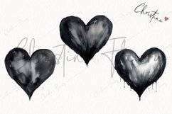 Watercolor Black Heart PNG | Valentine's Day Clipart Product Image 3