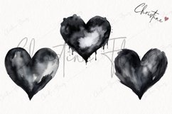 Watercolor Black Heart PNG | Valentine's Day Clipart Product Image 3