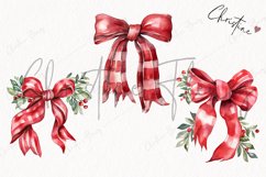 Watercolor Red Bows Clipart | Christmas Clipart Product Image 3