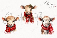 Watercolor Christmas Cows Clipart | Christmas Clipart Product Image 3