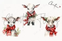 Watercolor Christmas Goats Clipart | Christmas Clipart Product Image 3