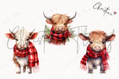 Watercolor Winter Highland Cows Clipart | Christmas Clipart Product Image 3