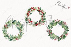 Watercolor Holly Wreaths Clipart | Christmas Clipart Product Image 3