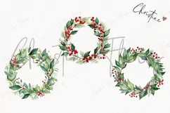 Watercolor Holly Wreaths Clipart | Christmas Clipart Product Image 3