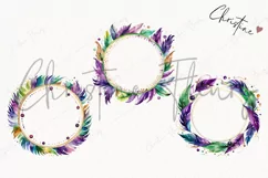 Watercolor Mardi Gras Wreaths PNG | Mardi Gras Clipart Product Image 3