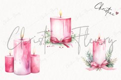 Watercolor Pink Candles Clipart | Christmas Clipart Product Image 3