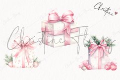 Watercolor Pink Gift Box Clipart | Christmas Clipart Product Image 3