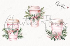 Watercolor Pink Coffee Tumbler Clipart | Christmas Clipart Product Image 3