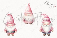 Watercolor Pink Gnomes Clipart | Christmas Clipart Product Image 3