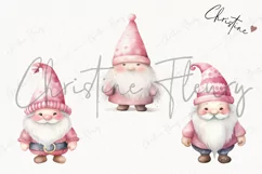Watercolor Pink Gnomes Clipart | Christmas Clipart Product Image 3