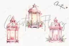 Watercolor Pink Lanterns Clipart | Christmas Clipart Product Image 3