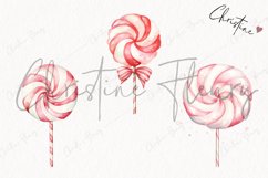 Watercolor Pink Festive Lollies Clipart | Christmas Clipart Product Image 3