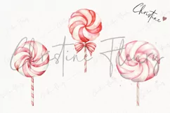 Watercolor Pink Festive Lollies Clipart | Christmas Clipart Product Image 3