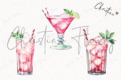 Watercolor Pink Peppermint Cocktails Clipart | Christmas Product Image 3