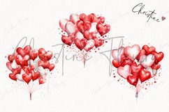 Watercolor Red Heart Balloons Clipart | Valentines Clipart Product Image 3