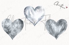 Watercolor Silver Heart PNG | Valentine&#039;s Day Clipart Product Image 3