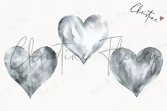 Watercolor Silver Heart PNG | Valentine's Day Clipart Product Image 3