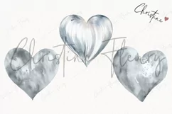 Watercolor Silver Heart PNG | Valentine's Day Clipart Product Image 3