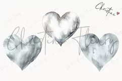 Watercolor Silver Heart PNG | Valentine's Day Clipart Product Image 3
