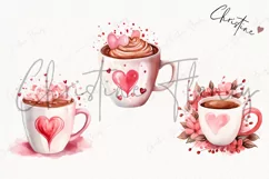 Watercolor Valentines Coffee PNG | Valentine's Day Clipart Product Image 3