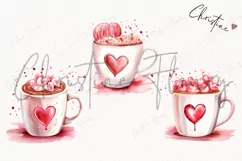 Watercolor Valentines Coffee PNG | Valentine's Day Clipart Product Image 3
