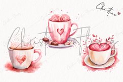Watercolor Valentines Coffee PNG | Valentine&#039;s Day Clipart Product Image 3